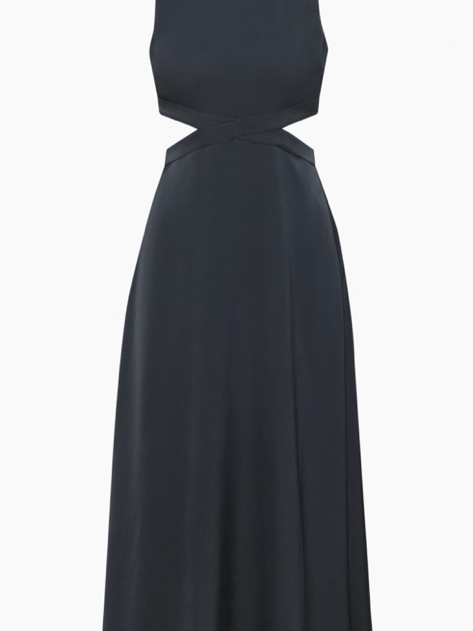 Babaton Black Cella Satin Maxi Dress